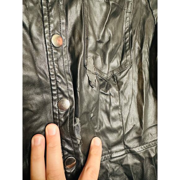 JASON WU Black Faux Leather Button Front Collared Pleated Mini Dress size 6 - Picture 13 of 13